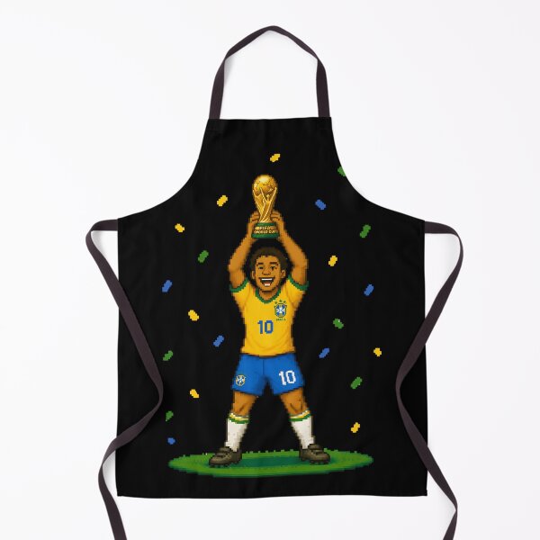Item preview, 8-Bit Brazil Soccer Champion Holding Golden Trophy Pixel Art PNG | Retro Football Game Design designed and sold by rubbytipsy.