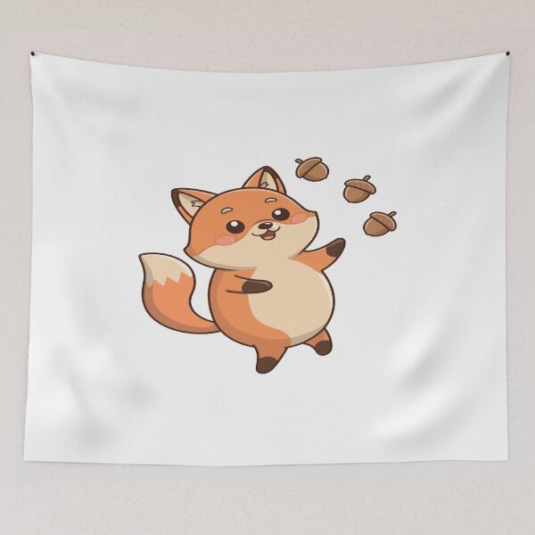 Item preview, Cute Fluffy Fox Juggling Nuts designed and sold by RicciAbby.