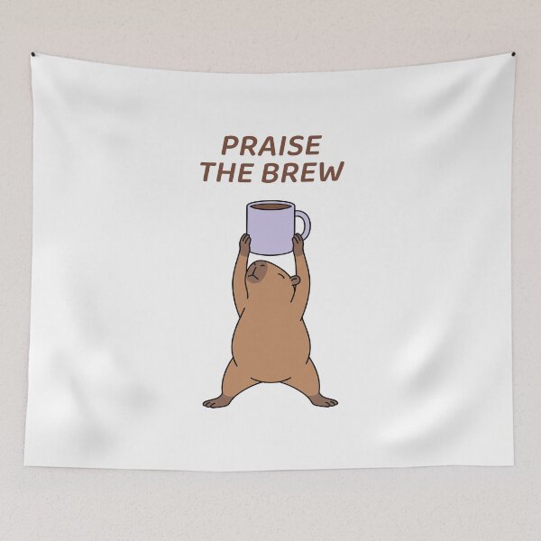 Item preview, Praise the Brew, Funny Capybara Coffee Lover Art  designed and sold by Sir Capy B.