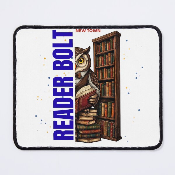 Item preview, Owl librarian surrounded by ancient books with the Phrase "Reader Bolt" designed and sold by DVerse Studio.