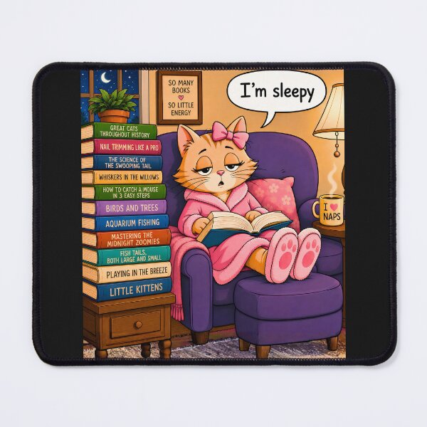 Item preview, Sleepy Cat Book Club | Funny Reading Cat Cartoon designed and sold by AnimalMarvels.
