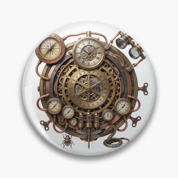 Item preview, Intricate Steampunk Timepiece & Explorer’s Compass Emblem designed and sold by Targon.