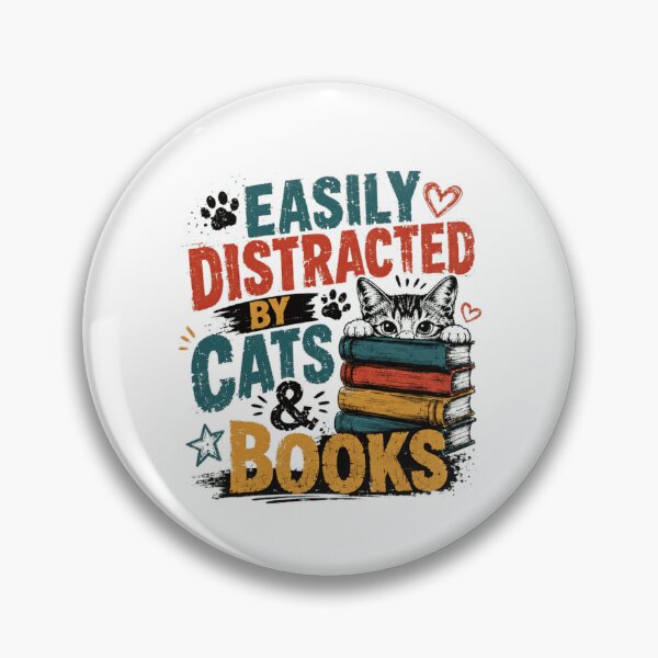 Item preview, Easily Distracted By Cats & Books Cat Lover Bookworm Reader designed and sold by RetroMini2026.