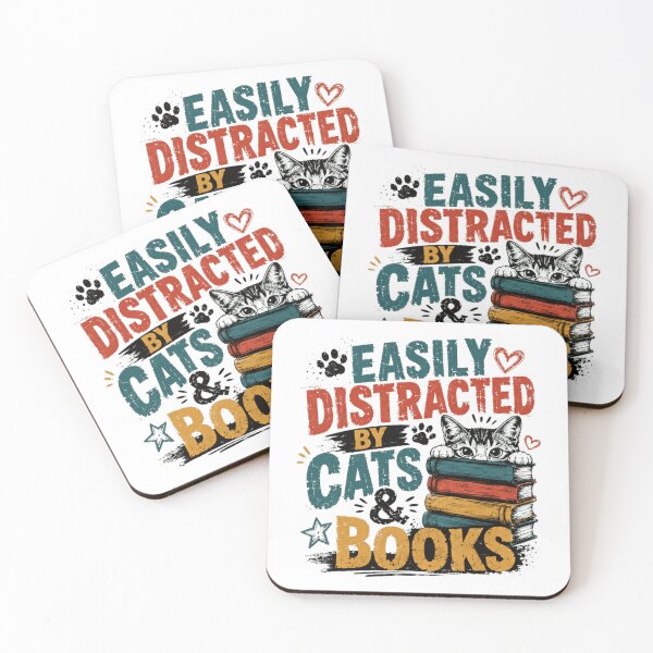 Item preview, Easily Distracted By Cats & Books Cat Lover Bookworm Reader designed and sold by RetroMini2026.