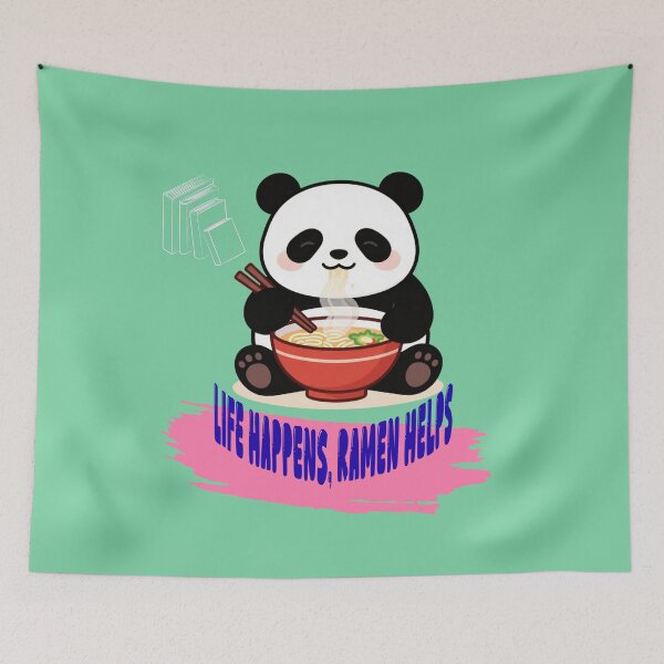 Item preview, Cute Panda Eating Ramen | Life Happens, Ramen Helps designed and sold by CREATIVE HIVE.