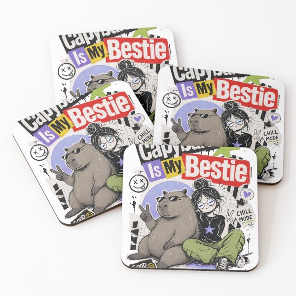 Item preview, Capybara Bestie Vibes Retro Collage T-Shirt Design designed and sold by KIDEnia.