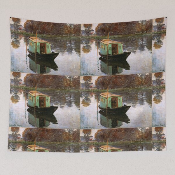 Item preview, The Studio Boat Claude Monet painting designed and sold by ArtUnova.