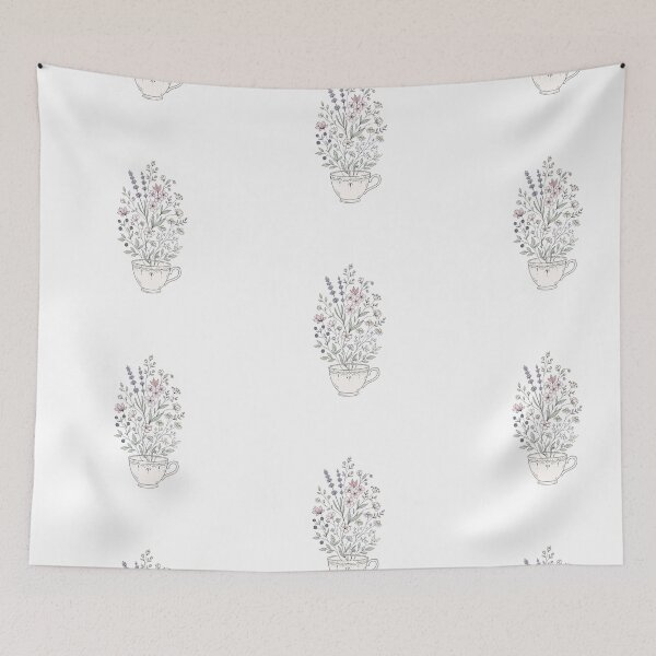 Item preview, Wildflowers Teacup Botanical Illustration Cottagecore Floral Tea Art designed and sold by Pavnud.