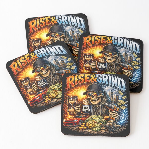 Item preview, Rise & Grind Skull | Hustle Motivation Streetwear Design designed and sold by ZibaCentralShop.
