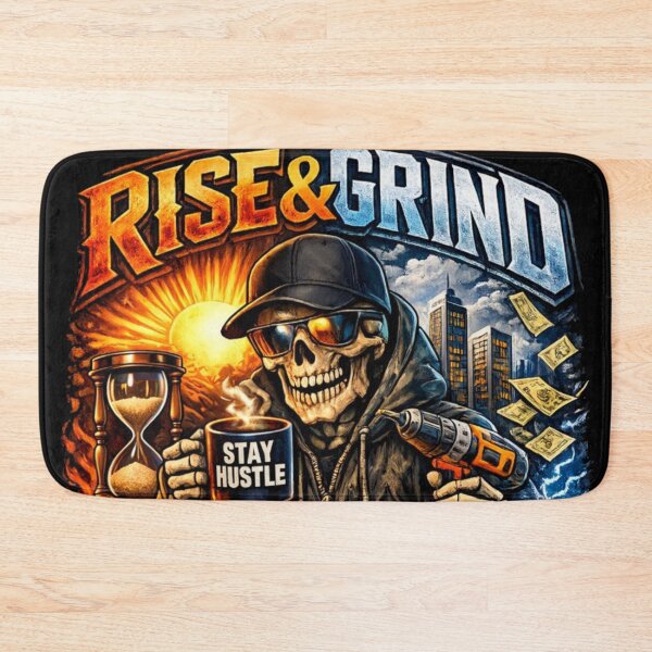 Item preview, Rise & Grind Skull | Hustle Motivation Streetwear Design designed and sold by ZibaCentralShop.