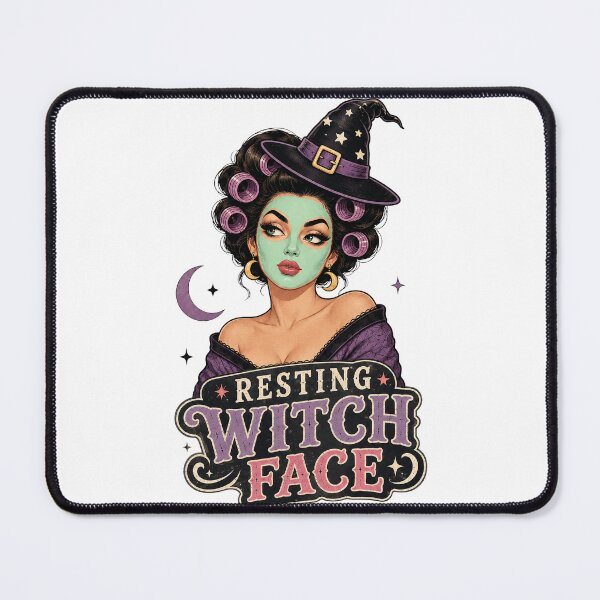 Item preview, Resting Witch Face – Glamorous Retro Halloween Witch with Hair Rollers designed and sold by TVPS17.