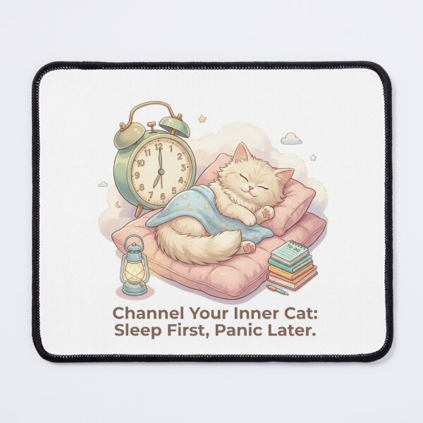 Item preview, Sleep First, Panic Later - Cat Logic designed and sold by RunningWhiskers.