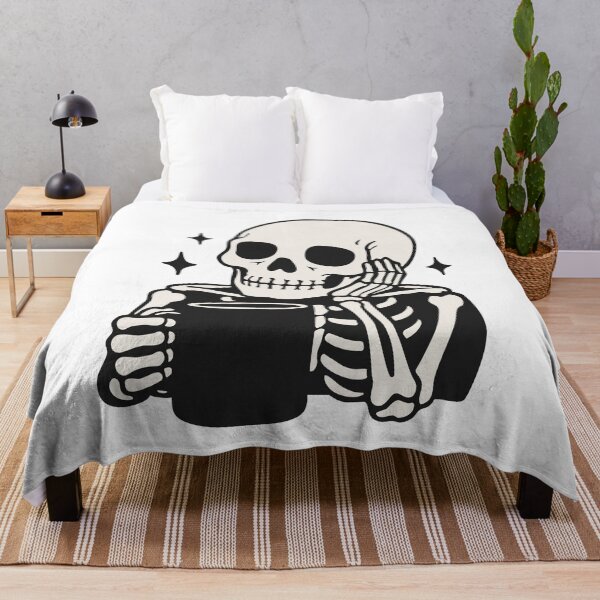 Item preview, Funny Skeleton Holding Coffee Mug Illustration designed and sold by VectorForge Studio.