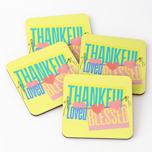 Item preview, Thankful Loved Blessed Retro Typography | Christian Gratitude Quote | Colorful Inspirational Design designed and sold by HappyNestIN.