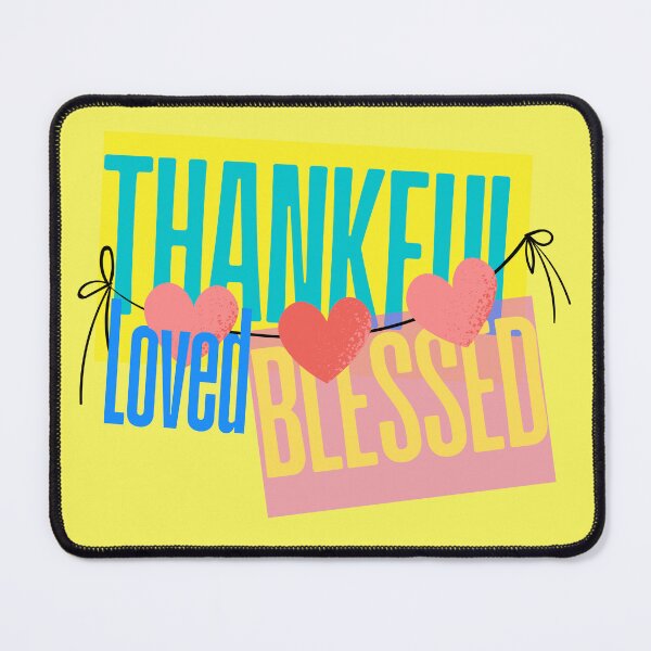 Item preview, Thankful Loved Blessed Retro Typography | Christian Gratitude Quote | Colorful Inspirational Design designed and sold by HappyNestIN.