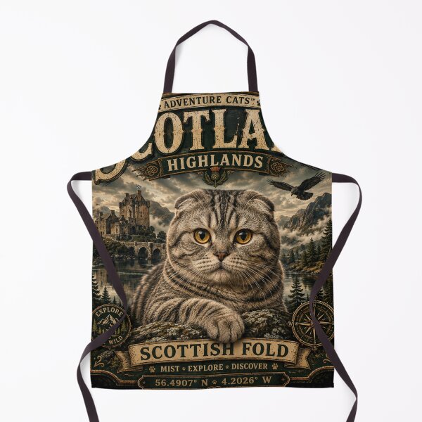Item preview, Scotland Highlands Scottish Fold Vintage Adventure Cat Retro Travel Outdoor T-Shirt designed and sold by TeeVibeHaus.
