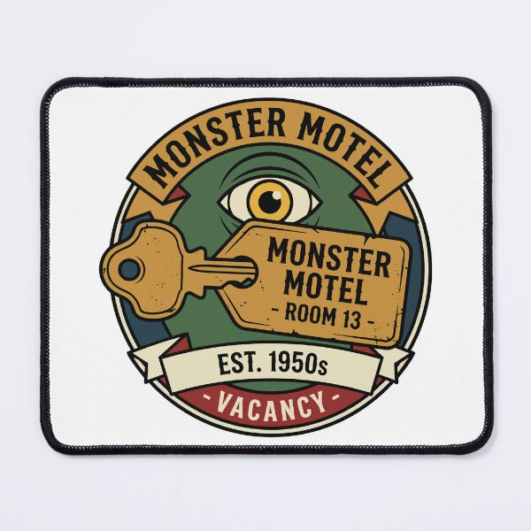 Item preview, Monster Motel Vintage Horror Badge | Retro Americana Room 13 Motel Key designed and sold by Weasel Graphix.