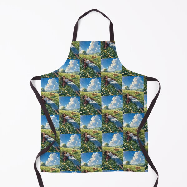 Item preview, Girl Relaxing in Meadow with Dog Anime Art designed and sold by AnamikaArtVibe.