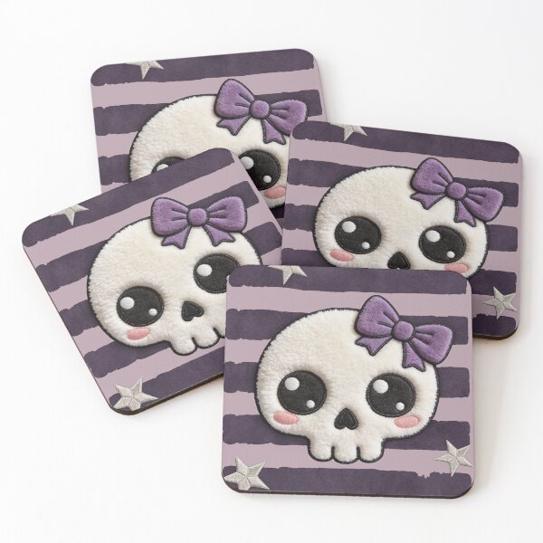 Item preview, Kawaii Skull Coquette Bow - Plush and Plum Suede Patch designed and sold by thelexiverse.