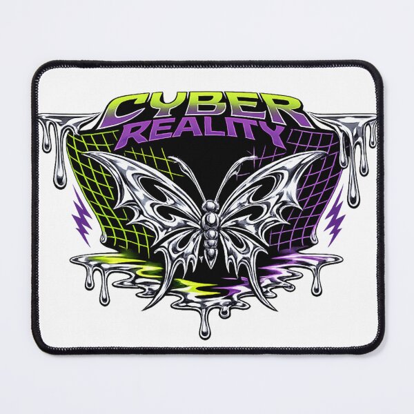 Item preview, Cyber Tribal Chrome Butterfly Anti Design Y2K T-Shirt designed and sold by zdzdesigner.