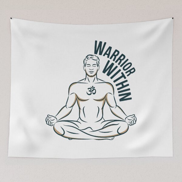 Item preview, Warrior Within Chest Meditating Man Illustration for Meditation designed and sold by 108stillness.