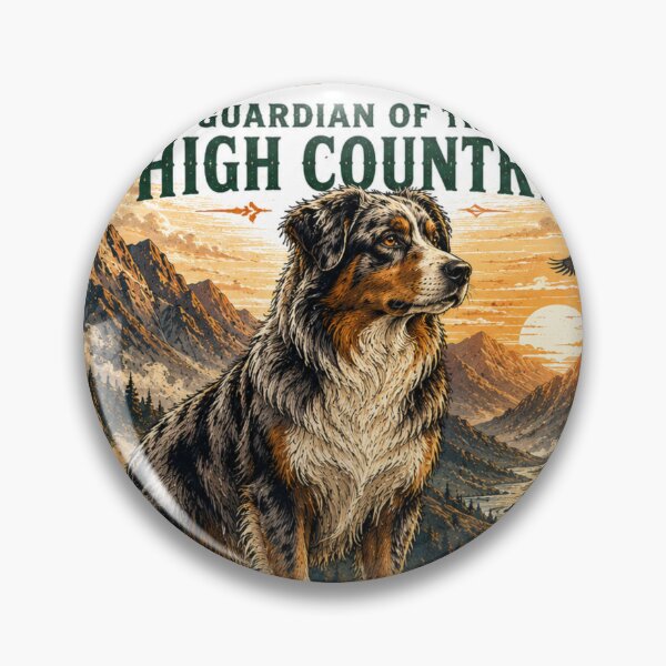 Item preview, Australian Shepherd Guardian of the High Country Vintage Mountain Adventure Retro Dog T-Shirt designed and sold by TeeVibeHaus.