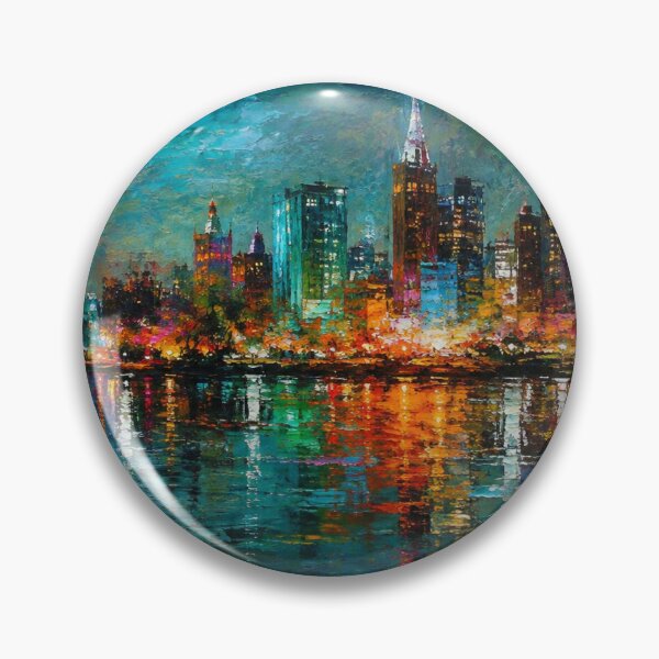 Item preview, Vibrant City Skyline at Night - Modern Blue Cityscape designed and sold by Joey Santiago.