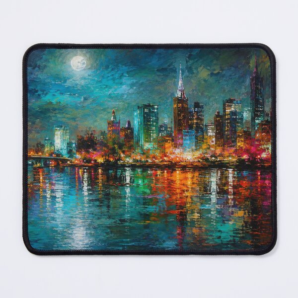 Item preview, Vibrant City Skyline at Night - Modern Blue Cityscape designed and sold by Joey Santiago.