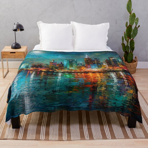 Item preview, Vibrant City Skyline at Night - Modern Blue Cityscape designed and sold by Joey Santiago.