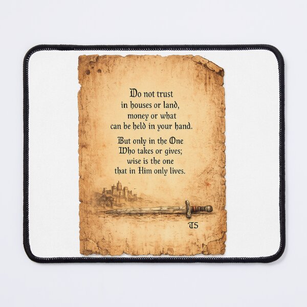Item preview, Trust in God Medieval Parchment Art, Christian Faith Quote with Castle and Sword, Inspirational Gothic Wall Decor and Apparel Design designed and sold by TerScott.