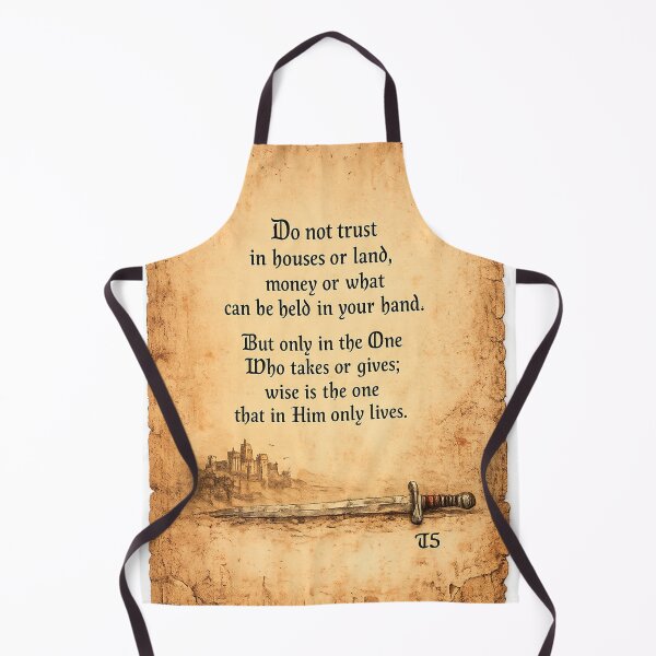 Item preview, Trust in God Medieval Parchment Art, Christian Faith Quote with Castle and Sword, Inspirational Gothic Wall Decor and Apparel Design designed and sold by TerScott.