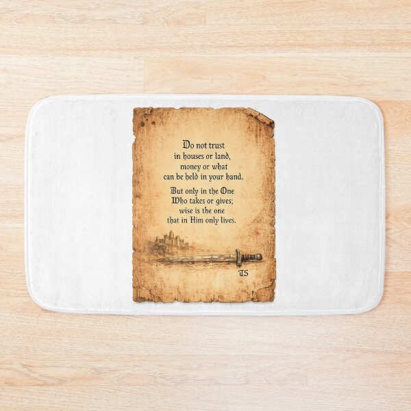 Item preview, Trust in God Medieval Parchment Art, Christian Faith Quote with Castle and Sword, Inspirational Gothic Wall Decor and Apparel Design designed and sold by TerScott.