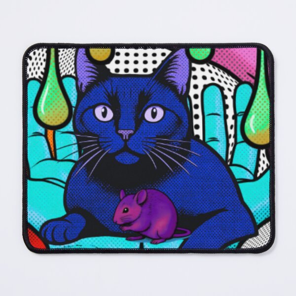 Item preview, Blue Cat and Purple Mouse Pop Art Surreal Design designed and sold by darametzgerart.