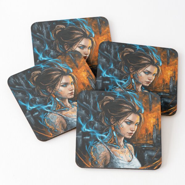 Item preview, Cyberpunk Woman Electric Portrait designed and sold by TobinMercer.