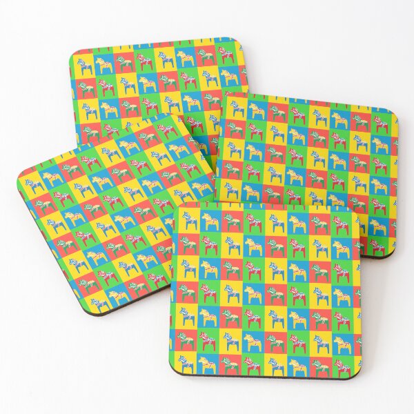 Item preview, Dala Horses Dalarna Squares Sweden Horse Dalecarlian Swedish Colorful designed and sold by funnytshirtemp.