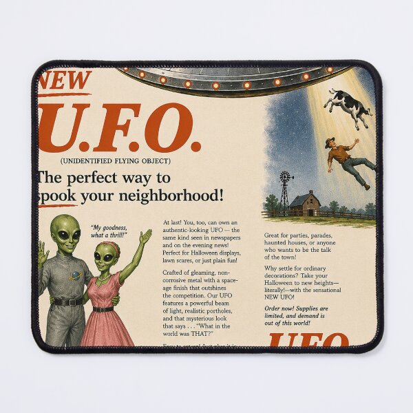 Item preview, Vintage UFO Halloween Advertisement Poster designed and sold by colligo.