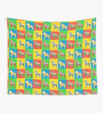 Dala Horses Dalarna Squares Sweden Horse Dalecarlian Schwedisch Bunt Wandbehang