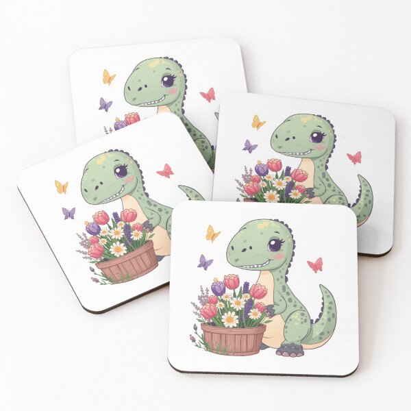 Aperçu de l'œuvre Autocollant Dinosaure Fleur | Illustration Kawaii Florale Dino | Dinosaure avec Fleurs Sauvages | Art Animalier Mignon Botanique créée et vendue par Pandey14.