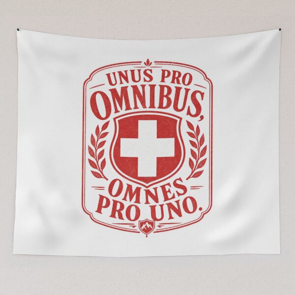 Artikelvorschau, Schweizer lateinisches Motto, Retro-Schweizer Flaggenemblem entworfen und verkauft von AntiqueImages.