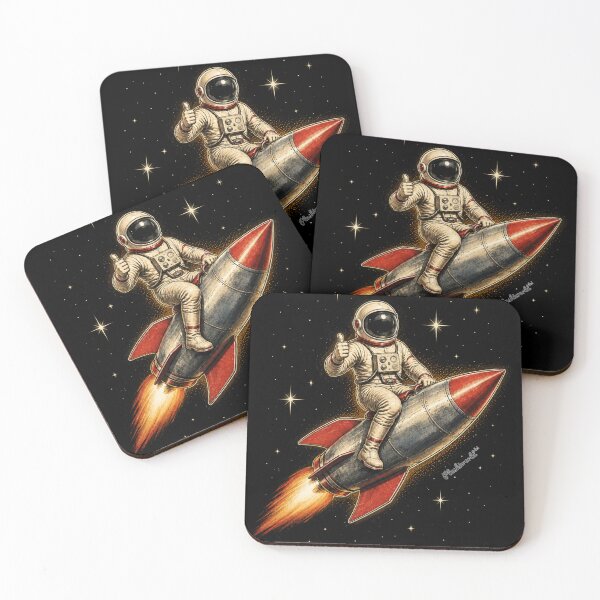 Item preview, Vintage Rocket Astronaut Pop Art | Retro Space Illustration by Plushiworld designed and sold by PLUSHIWORLDtm.