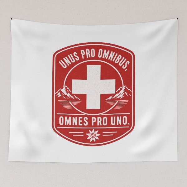 Item preview, Switzerland Latin Motto Retro Alpine Cross Badge designed and sold by AntiqueImages.