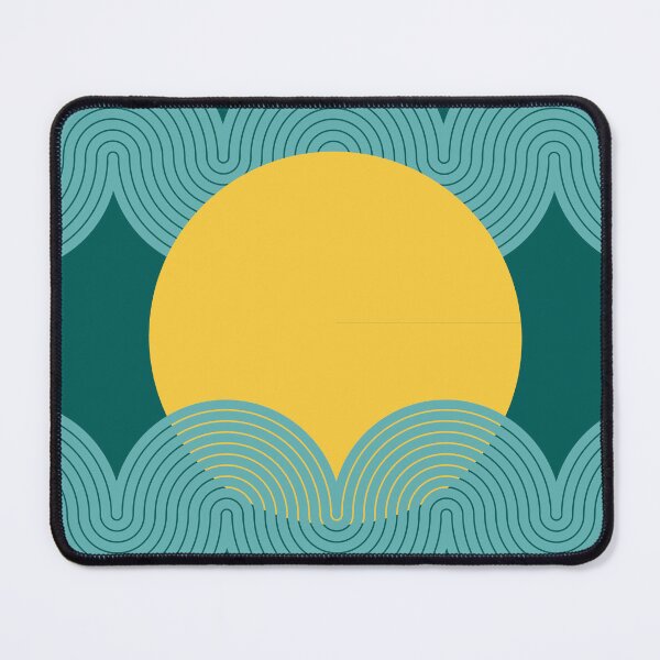 Item preview, Mid Century Modern Sun and Waves Geometric Abstract in Coastal Calm designed and sold by nineFlorals.
