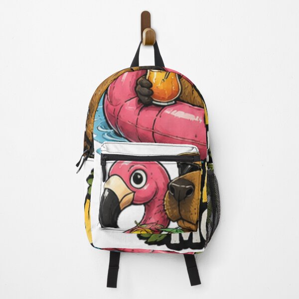 Item preview, Funny Summer Cartoon with Flamingo Float designed and sold by Surviving Monday Club.
