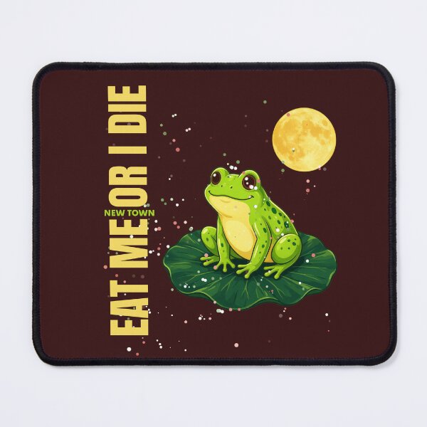 Item preview, Frog sitting on a lily pad under moonlight with the phrase "Eat me or I Die" designed and sold by DVerse Studio.