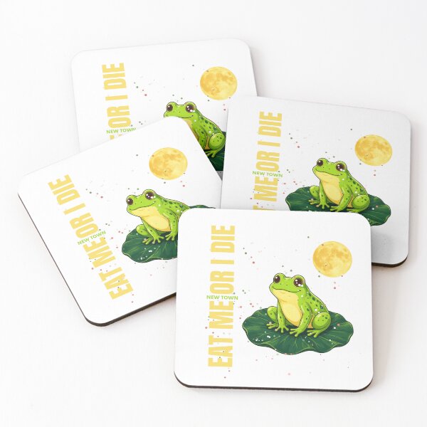 Item preview, Frog sitting on a lily pad under moonlight with the phrase "Eat me or I Die" designed and sold by DVerse Studio.
