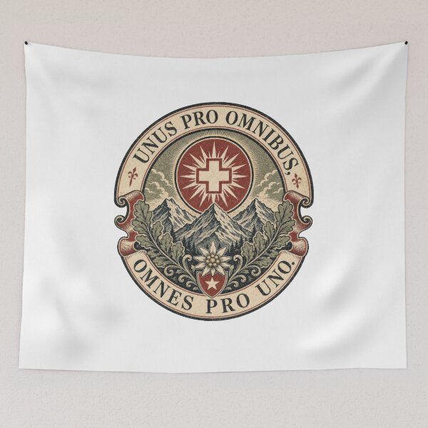 Item preview, Swiss Latin Motto Vintage Alpine Hiking Switzerland designed and sold by AntiqueImages.