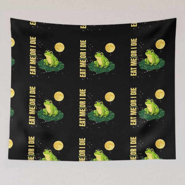 Item preview, Frog sitting on a lily pad under moonlight with the phrase "Eat me or I Die" designed and sold by DVerse Studio.