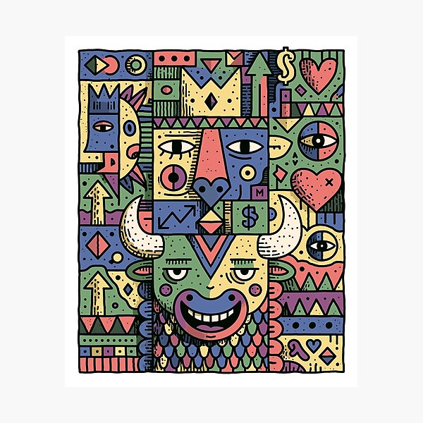 Item preview, Tribal Face Mosaic — Psychedelic Totem Character designed and sold by Romgora.
