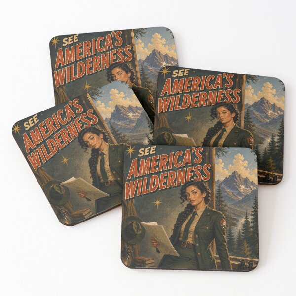 Item preview, See America's Wilderness Vintage National Park Ranger Travel Poster | Retro Cabin & Mountain Landscape Art designed and sold by MissSaylor.
