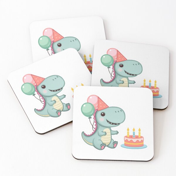 Item preview, Birthday Dinosaur Sticker | Party Dino with Cake & Balloons | Birthday Celebration Illustration | Dinosaur Birthday Gift designed and sold by Pandey14.
